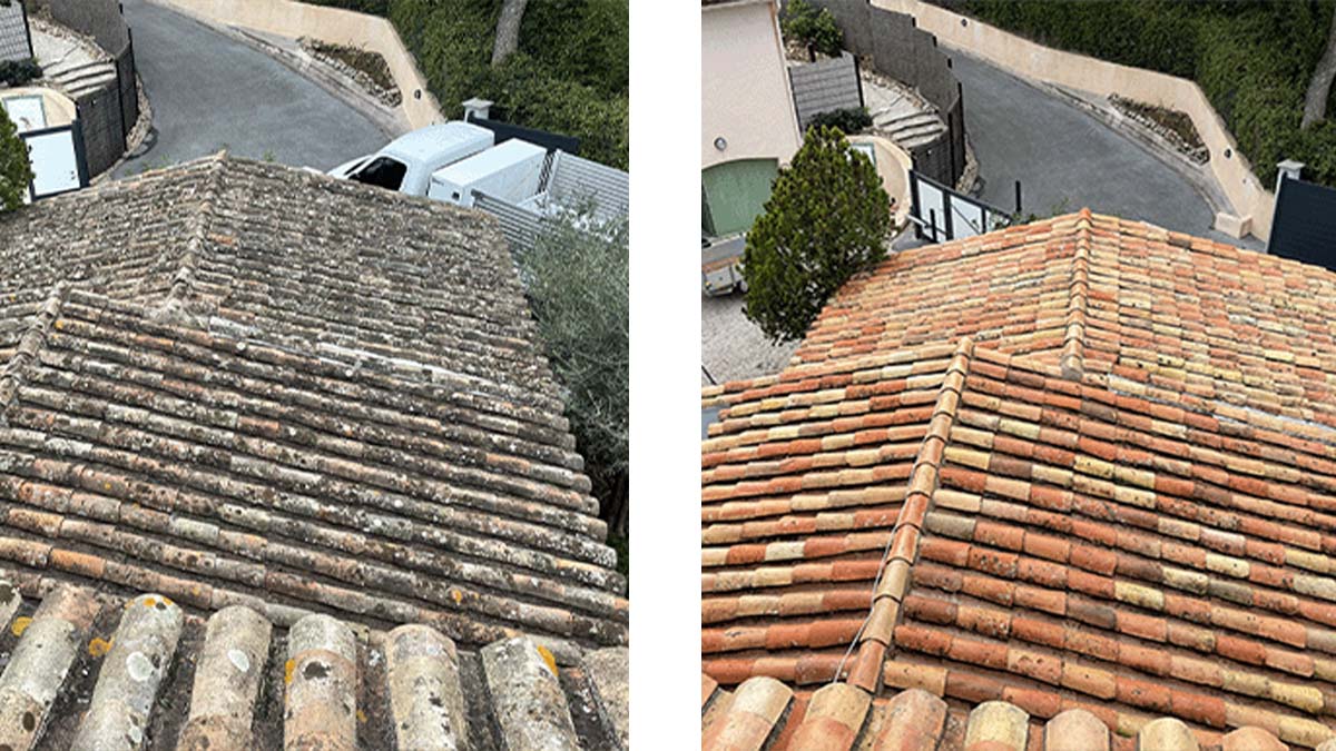 Démoussage de toiture à basse pression à Toulon